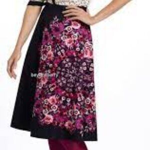Vanessa Virginia Womens Crystallized Fuchsia Floral A-Line Skirt w/Pockets Sz 8